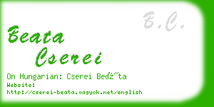 beata cserei business card